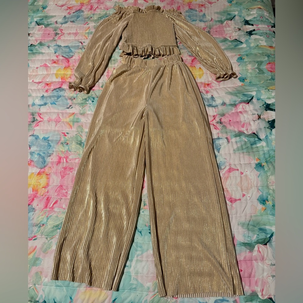 Gold Matching Jumpsuit Set
